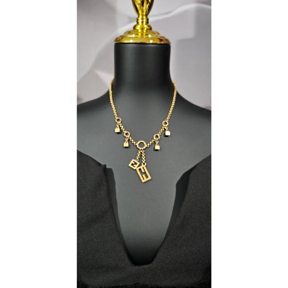 FENDI Necklace FF Pendant Gold Made in Italy Lobster Clasp Length: 16.5 in - Picture 4 of 4